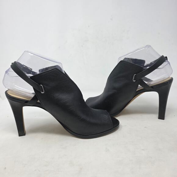 Vince Camuto Leather Peep Toe Slingback Heels Womens 8M Black - Picture 6 of 8